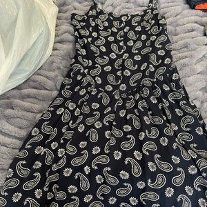 Navy blue paisley print dress